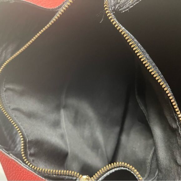 Giorgio Milano made in Italy pebble leather black, taupe & Red shoulder bag - Picture 7 of 13